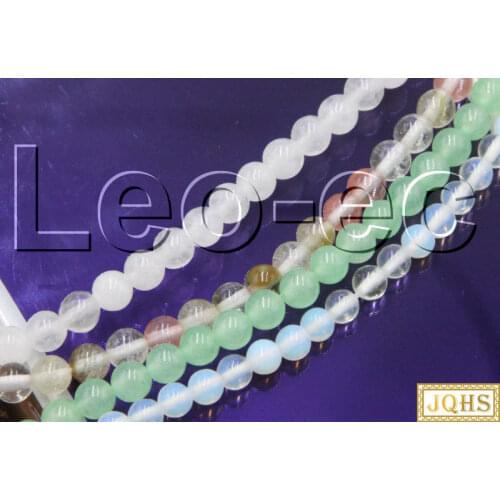 JQHS Round white green Multicolor jades Opalite Loose Beads Strand 15" For Jewelry Making DIY V1200
