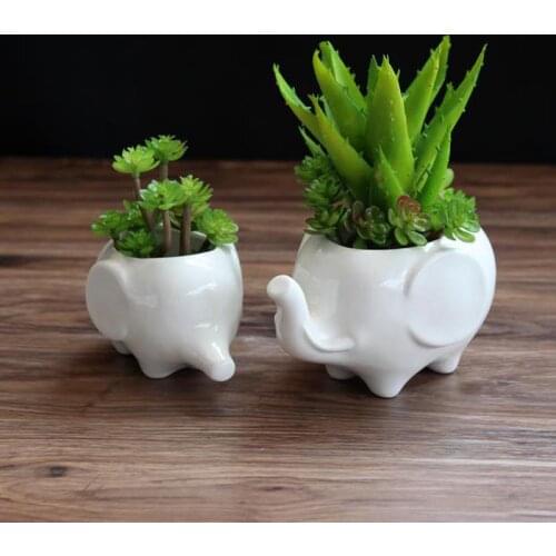 Ceramic Plant Pot Elephant Shaped Decorative Flower Pot For Home Decor Home Ornaments Figurines & Miniatures