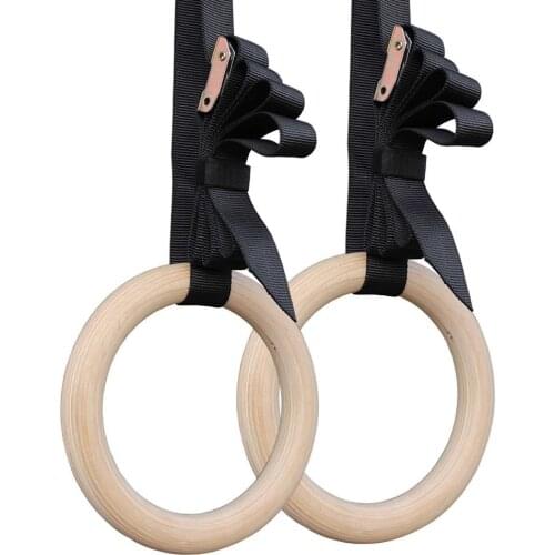 Professional Wood Gymnastic Rings 28/32mm Gym Rings with Adjustable Straps For Home Workout Pull Ups Strength Training Fitness