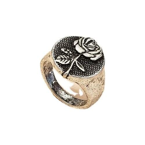 2021 Ins Antique Imitation Rose Flower Minimalism Knuckle Finger Piercing Rings Trendy Korean Fashion Women Party Jewelry