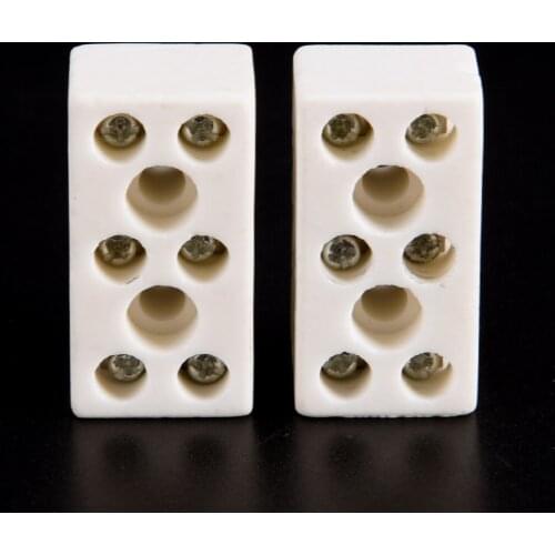 2 Pcs 425 Degrees 10A 250V Electrical Equipment Connectors 10A-3 Bit Ceramic Post Terminal Blocks CelsiusTerminals Connectors