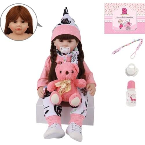New Arrival Bebe Reborn Baby Doll 24 Inch Fashion Soft Vinyl Cloth Body Doll Toy For Childrens Day Gifts Kids Birthday Present