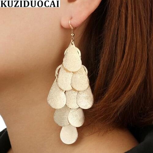 Kuziduocai New Fashion Jewelry Bohe Dangle Matte Stacking Droplet Statement Drop Earrings For Women Brincos Pendientes E-1962