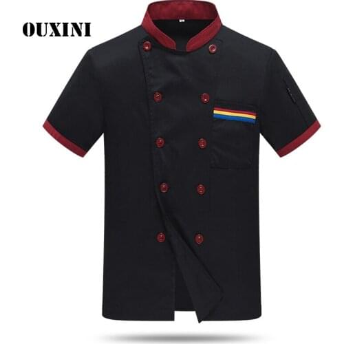 Summer chef kitchen clothes Hotel Bakery Food Service Ultra-thin Breathable Double Breasted restaurant uniforms shirts