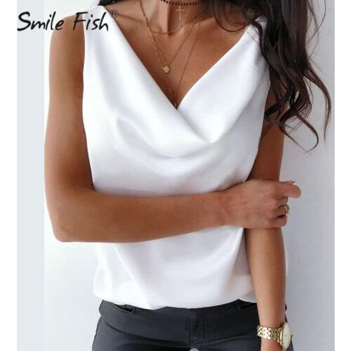 Summer Stain Tank Top Sleeveless Glossy Lady Camis Elegant V-neck Pleated Office Slim Tee Women Sexy Pink Green Vest Tops G1383