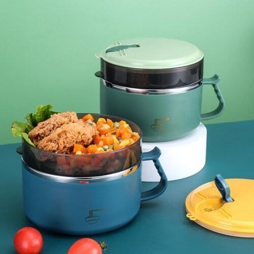 1200ml/1500ml Noodle Bowl Eco-friendly Good Seal Performance Stainless Steel Anti-scalding Soup Liquid Bowl for Home