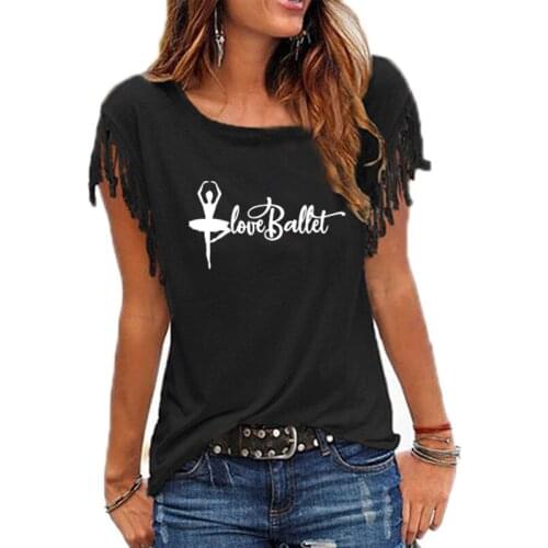 2019 Fashion Women T-shirt Femme Love Dance Ballerina T Shirt Female Brand Clothing Cotton tshirt