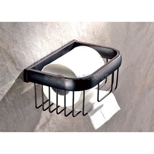 NEW Style Black Bathroom Wall Mounted Toilet Paper Holder Roll Tissue Holder Basket Oil Rubbed Bronze Finish Wba533