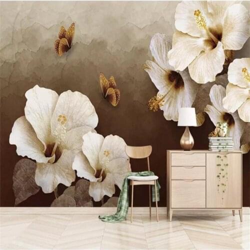 European flower butterfly background wall professional production mural, wallpaper wholesale, custom poster photo wall