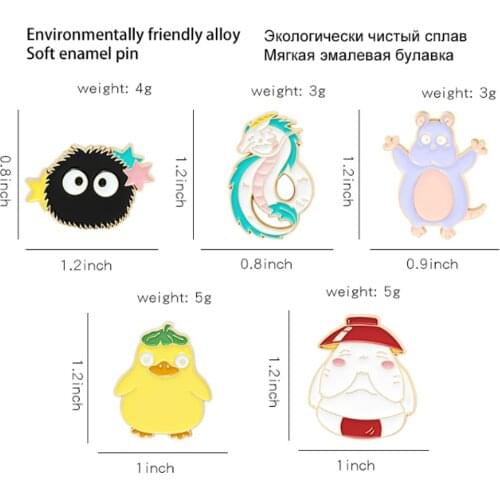 New 20Pcs Dust Soot Haku Yellow Duck Mouse Alloy Brooch Badge Lapel Pin Action Figure Toy