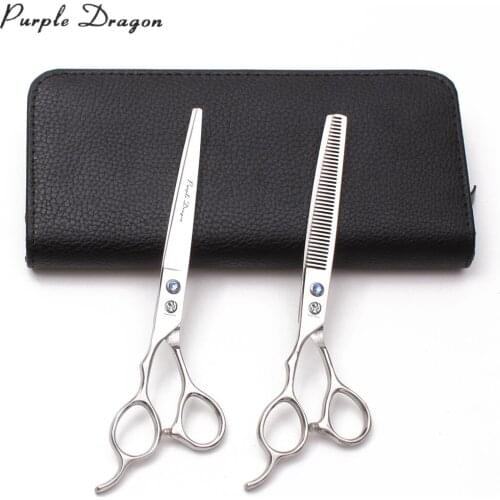 Z8000 7" Left-Hand Titanium Purple Dragon Barber Scissors Cutting Scissors Thinning Shears Salon Hair Scissors Grooming Scissors