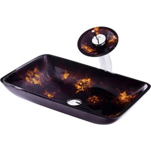 Spray Paint Bathroom Tempered Glass Wash Basin Hotel Wash Basin Bathroom Toilet Wash Basin L570*W370*H110mm