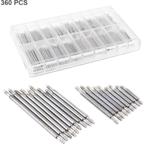 360pcs/lot 8-25mm Watch Band Spring Bars Strap Link Pins Shaft Repair Kit with Stainless Steel Shaft for Watch Repair