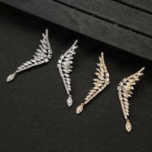 Luxury Sweet Wing Stud earring Full Mirco Paved Cubic Zirconia Women Engagenet Wedding Earring Fashion Jewelry E9394