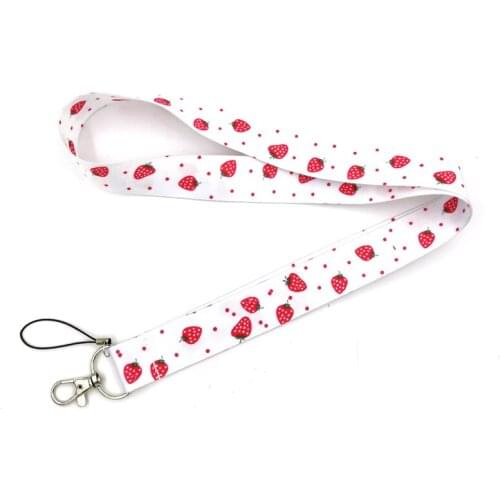 Fruit Strawberry Lovely Keychain Lanyard For Keys ID Badge Holder DIY Hang Rope Mobile Phone Straps with Keyring Accessories