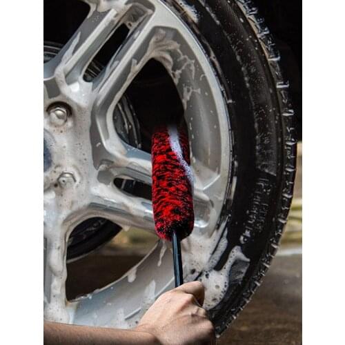 Auto Car Wheel Hub Cleaning Brush Flexible Long Handle Premium Wool Car Rim Scrub Soft Fiber Car Tire Cleaning Brush Dropship