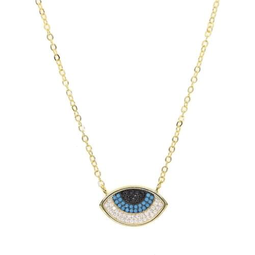Mix color fashion top quality jewelry copper brass micro pave black white turquoises delicate cute teen girl eye stone necklace