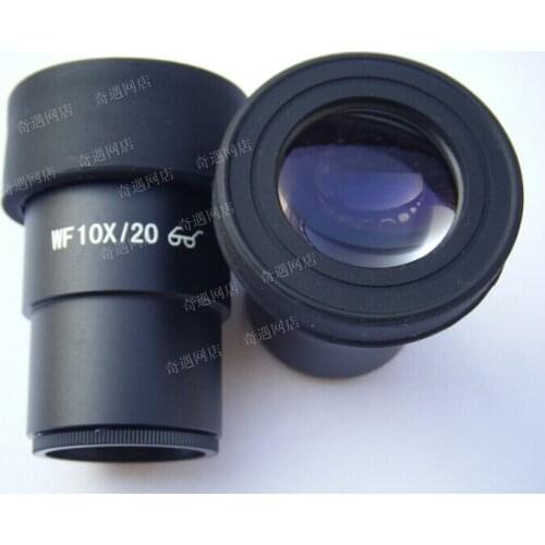 2pcs WF10X/20mm Stereo Microscope High Eyepoint Eyepiece Optical Lens with with Rubber Eye Shield Cups Guards Cylinder