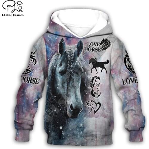 PLstar Cosmos Beautiful Horse 3d Print Hoodie Kids Boys/Girl Sweatshirt Zipper Hooded Colorful Animal Casual Children Wear H2