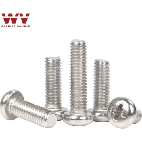 WV 304 Stainless Steel Cross Round Phillips Pan Head M2 M3 M4 M5 M6 Round Head Screws Screw Bolt Dia Length 3mm-50mm Hardware