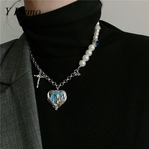 Y Demo Vintage Sweet Cross Heart Pendant Chains Necklace Women Party Accessory 2021 Elegant