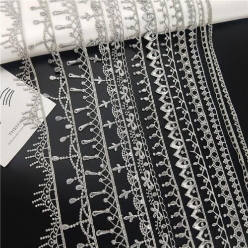 Zsbszc 2 yards silver lace trim DIY lolita garment accessories sewing trim the queen dress wedding lace material JB99 JB05 JDB27