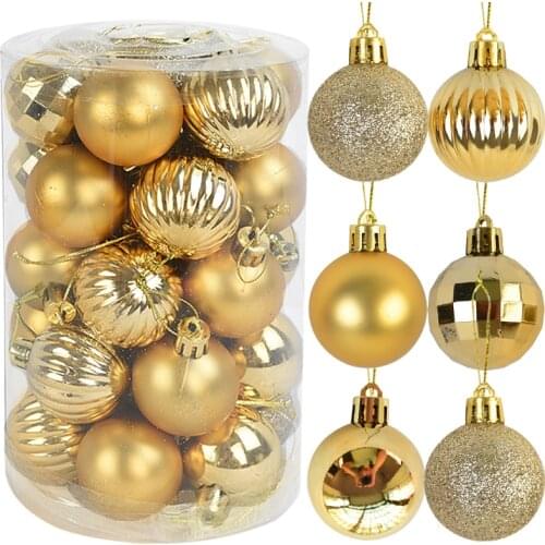 34 Packs Gold Plastic Balls Xmas Ornament 4cm Christmas Tree Ball Decorations Indoor Outdoor 2022 New Year Party Decor