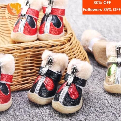 4pcs/lot Winter Warm Waterproof Pet Dog Shoes Anti-Slip pet Boots for Small Medium Dogs Chihuahua Poodles Pet Product