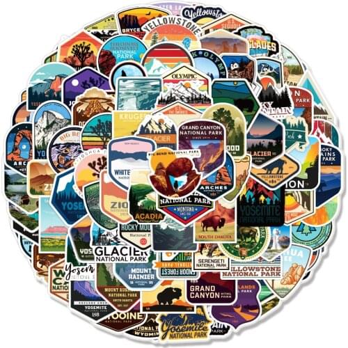 50/100PCS/Pack National Park Graffiti Stickers For Laptop Guitar Motorcycle Helmet Bike Waterproof Outdoor Decals Sticker Toy