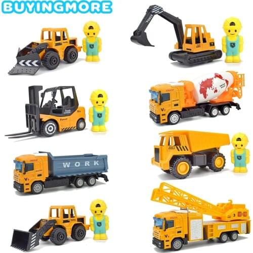 8 Kinds Alloy Diecast Engineering Car Toys for Children Pull Back Inertial Vehicles Excavator Crane Metal Plastic Model Toy Gift