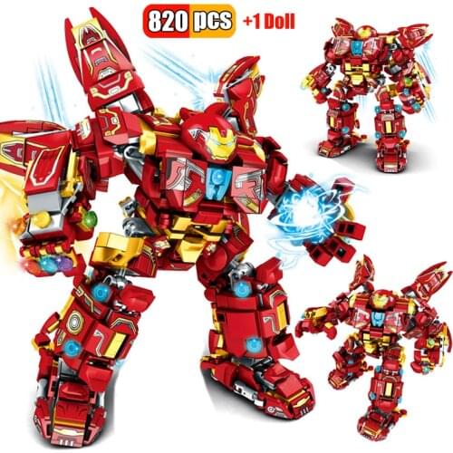 820Pcs Creator Military War Super Armor Robot Building Blocks City Warrior Iron Mecha Figures Weapon MOC Bricks Toys For Boys