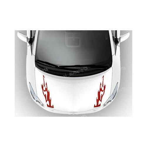 Car Front Hood Body Graphic Vinyl Sticker Decal Sharp Sword Blade Horn Blaze Red 43cm(17")X8.5cm(3.3")Approx