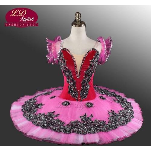 Velvet Professional Ballet Tutu Rose Red Classical Ballet Tutu Swan Lake Blue Stage Costumes Adult Black Ballet Tutus LD0013
