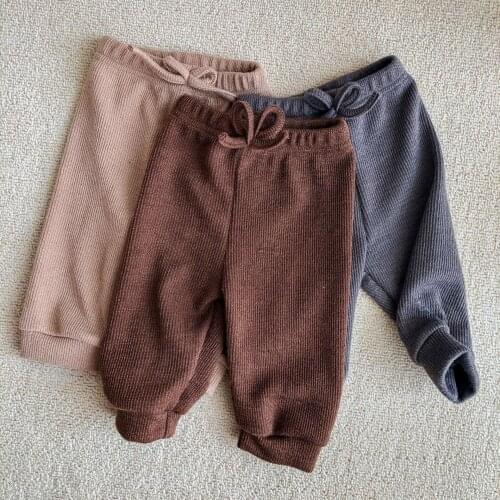 2021 Children Pants Spring and Autumn Winter Boys and Girls Comfortable Solid Color Soft Casual Pants Knitted Cotton Pants