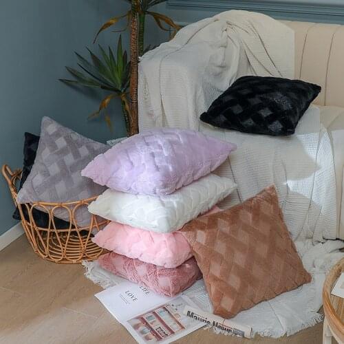 Pillowcase Plush Cushion Cover Decorative Pillows Covers Softness And Comfort Plaid Home Pillow Case Decoration For Living Room