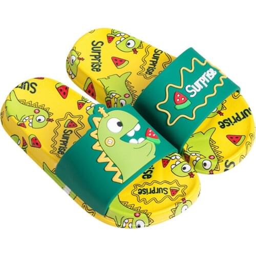 Kids Cartoon Dinosaur Slide Slippers Non-slip Indoor Todder Anti-skid Beach Flip Flop Beach Water Shoes Boy Girls Slipper L3