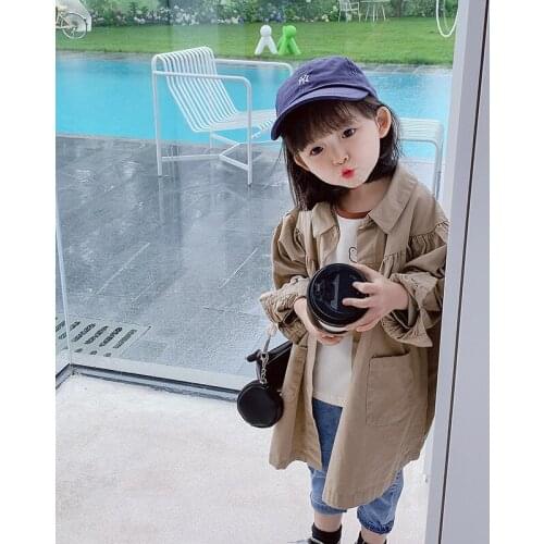 Girls Babys Kids Windbreaker Coat Jacket Outwear 2021 Sweet Spring Autumn Cotton Buttons Cardigan School Childrens Clothing