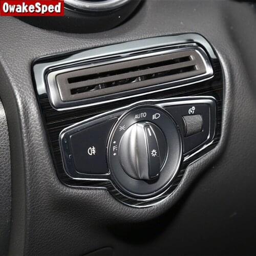 For Mercedes Benz C Class W205 GLC X253 2015-2020 Car Styling Front Headlight Switch Adjustment Frame Decoration Sticker Trim