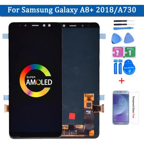 Super Amoled Screen For Samsung Galaxy A8 plus A730 A730F LCD Display Touch Screen Digitizer Assembly for Galaxy A8+ 2018 Duos