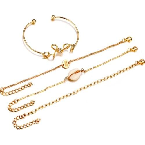 Europe and the United States popular metal natural shells four sets of bracelets jewelry ladies bracelets