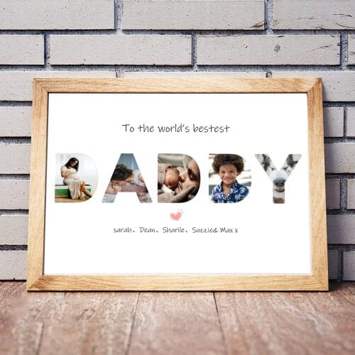 Personalized DADDY Letter Shape Photo Frame For Father Dad Birthday Anniversary Gift Custom Family Picture Photo Frame Ornaments