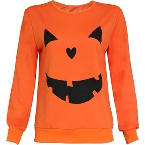 Halloween party pumpkin T-shirt spring and autumn long sleeve pumpkin T-shirt