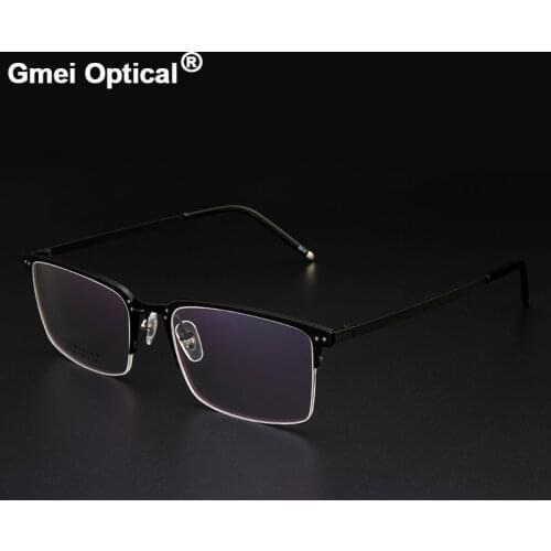 Gmei Optical Titanium Alloy Half-Rim Presciption Eyeglasses Frames For Men & Womens Hyperopia Spectacles Myopia Eyewear LF2028