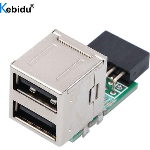 Kebidu Mini 2 Port USB Adapter 9Pin Female Converter For gamer Motherboard PCB Board Card Extender Internal PC Case