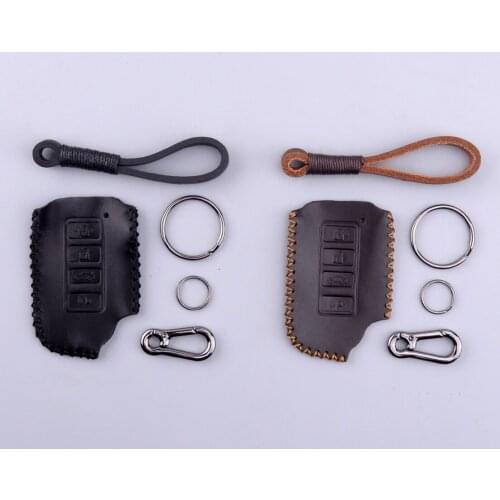 4 Buttons Car Leather Remote Key Fob Shell Case Bag Holder & Chain Fit for Lexus IS GS RX ES NX LS RC LX