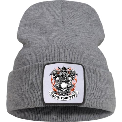 Ride Forever Cool Skull Print Wool Soft Knitted Caps Hot Sale Winter Hat Skullies Hip Hop Unisex Caps Comfort Creative Caps