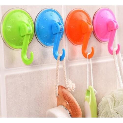 Home Kitchen Suction Cup Hook No Trace Punch-Free Clothes Hook Plastic Kitchen Accessories Sticky Hooks Household Products