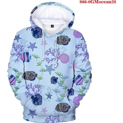 Ocean Fish 3D Printing Couple Hoodie Fashion Autumn and Winter Oversized Mens Hoodie Sports Outdoor Ocean Printed Men Clothing