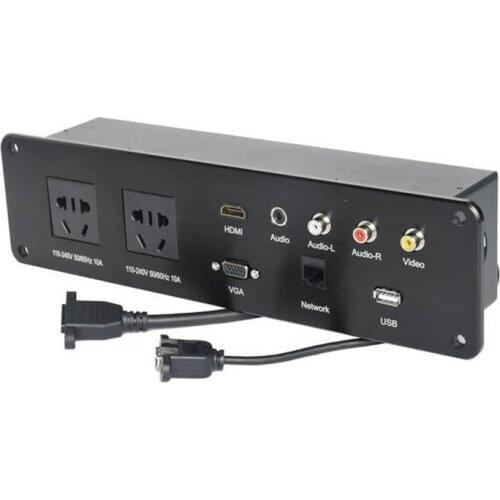 Multimedia Aluminium Aalloy Panel Socket Tabletop Wall Information Panel CN socket VGA HDMI Audio L R Video NETWORK USB Ports