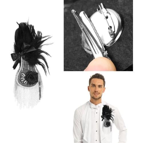 Mens Suit Accessories Gothic Punk Feathers Metal Clips Elegant Shirt Collar Brooch Pin Party Clothes Decor DIY Corsage Brooches